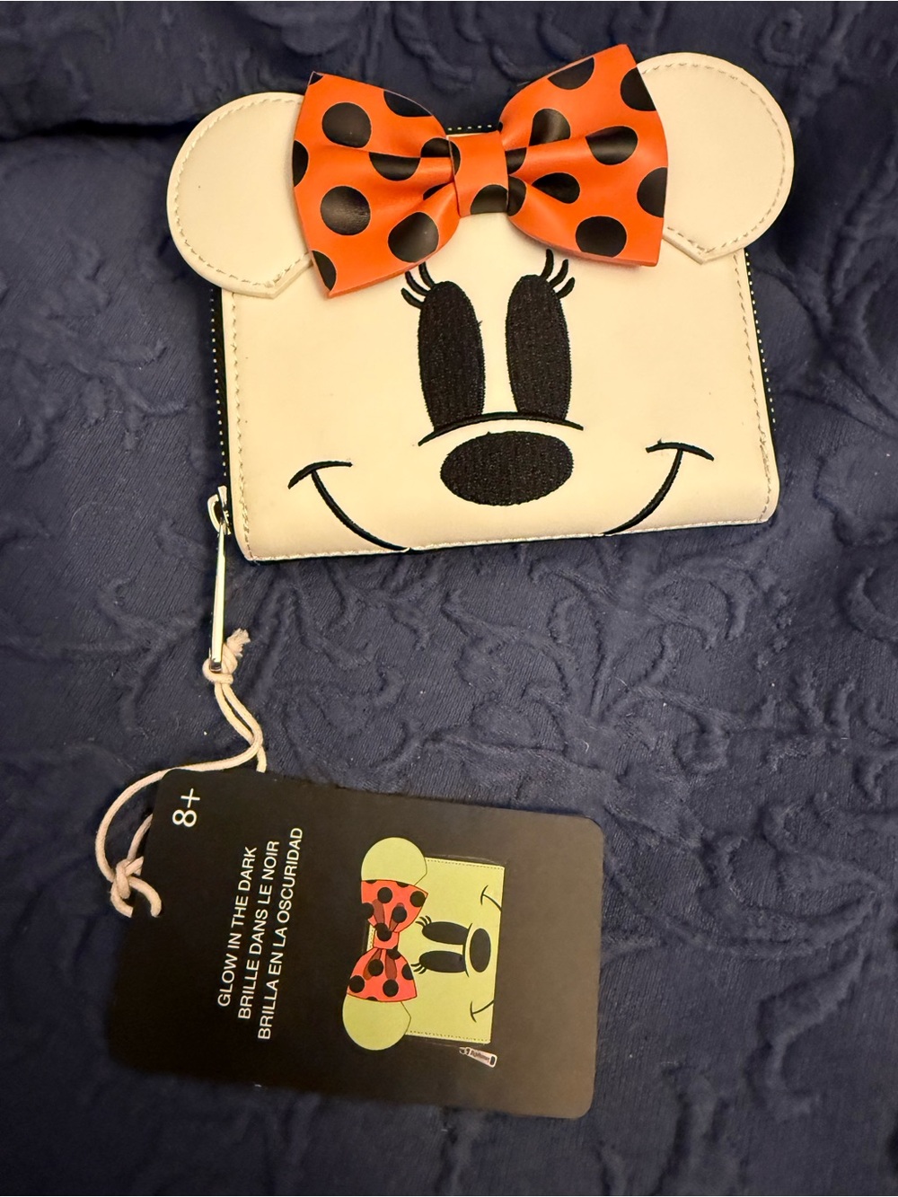 LOUNGEFLY Disney Kids White Minnie Mouse Backpack with Orange Polka Dot Bow - Picture 6 of 10